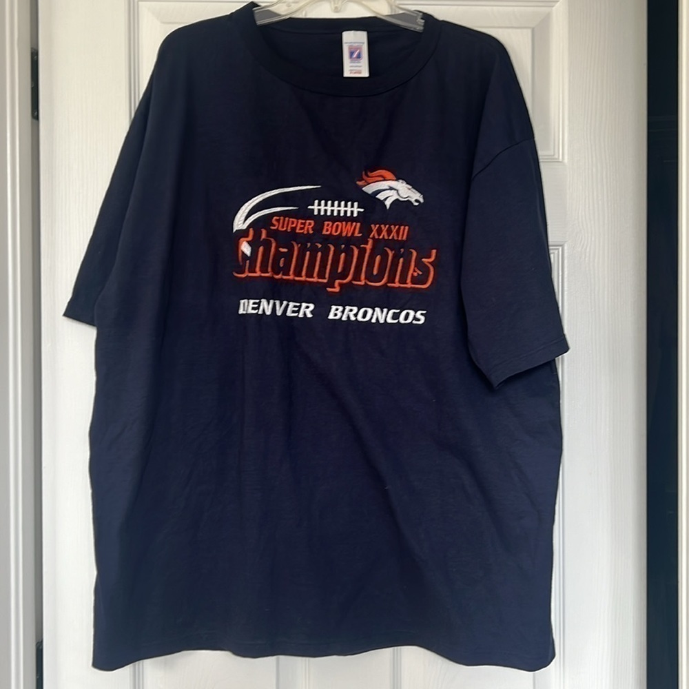Vintage Denver Broncos Super Bowl XXXII Champions Tee 1998 Logo 7 XL - Picture 3 of 10